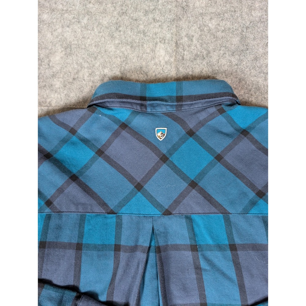 Kuhl Womens Blue Plaid Flannel Pullover Henley Shirt Long Sleeve Mountain Top - Picture 10 of 10